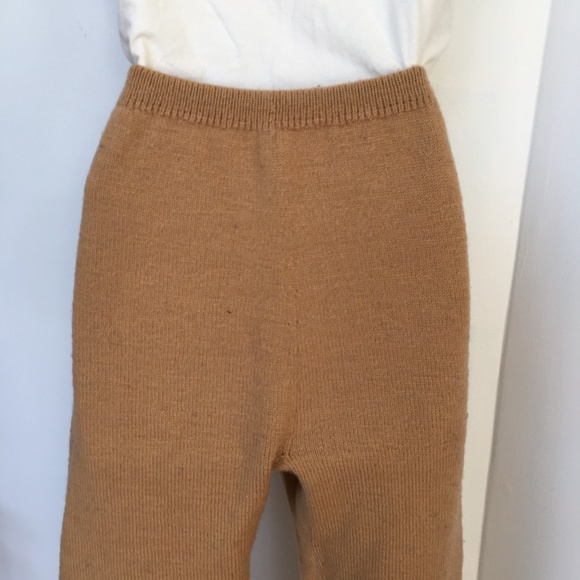Handmade Knit Sweater Pants jogger Tan Wool S-M - Picture 5 of 7